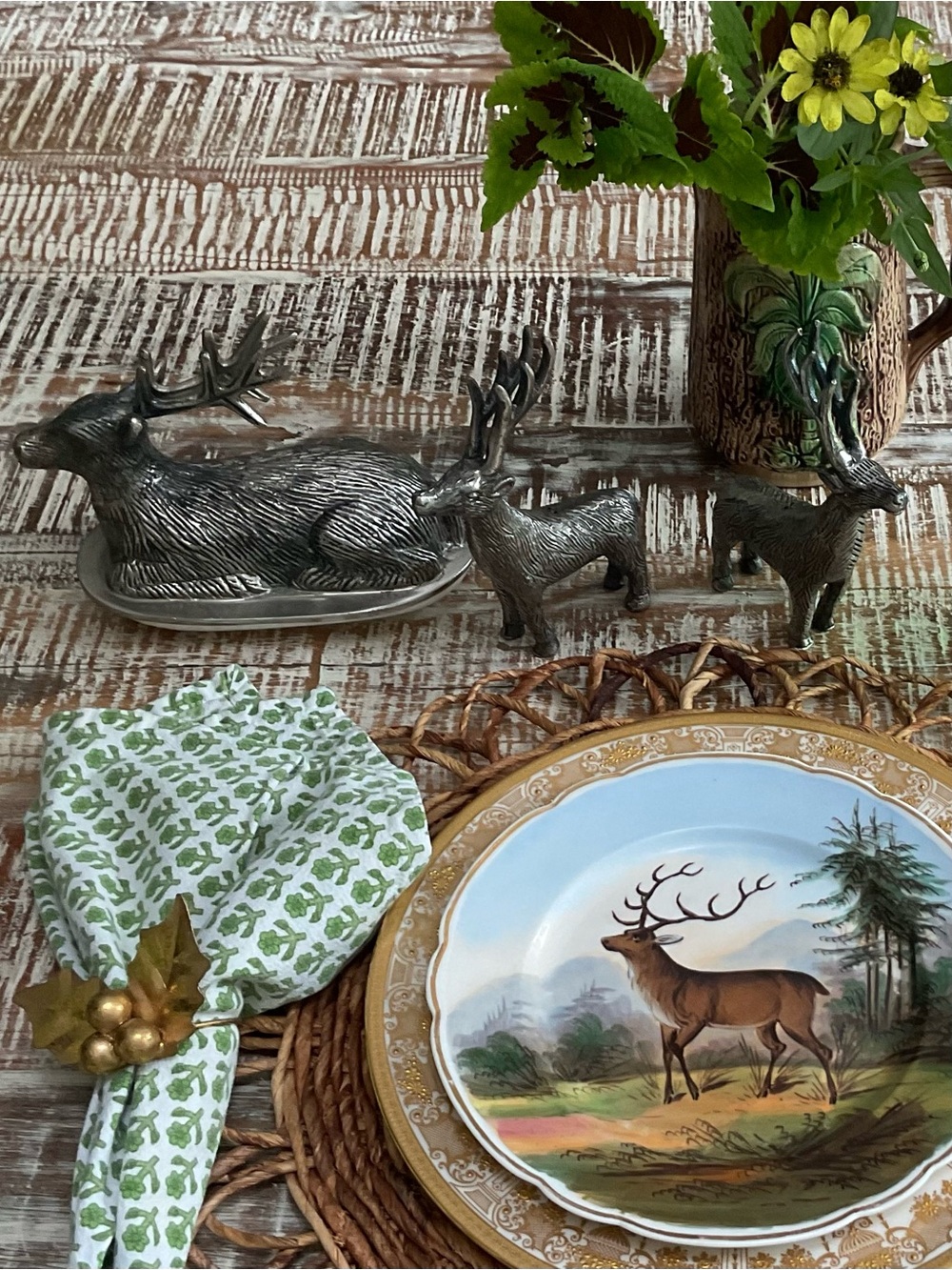 Pottery Barn Reindeer Butter-dish & Salt & Pepper Set NWOT - Picture 4 of 5